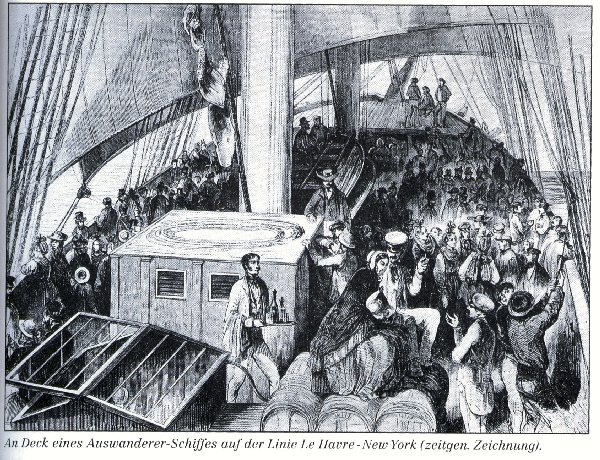 On Deck of a sailing packet ship, circa 1847